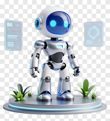 3D Robot Standing On A Display Platform PNG