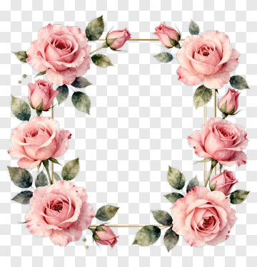 Pink Rose Floral Frame PNG