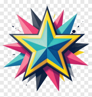 Colorful 3D Star With Dynamic Background PNG