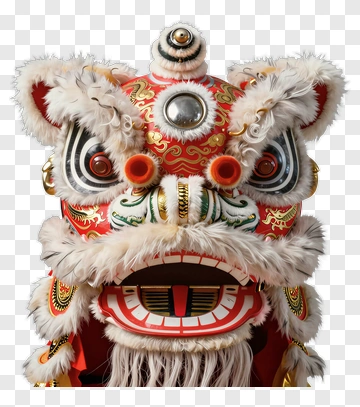 Colorful Lion Dance Costume Head PNG