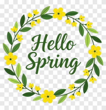 Hello Spring Floral Wreath PNG