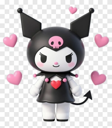 Kawaii Character With Hearts PNG