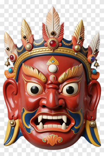 Colorful Mask With Feathers And Gems PNG