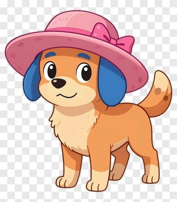 Cartoon Dog Wearing A Pink Hat PNG