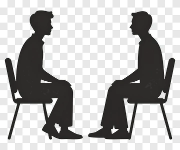 Two Silhouetted Men Sitting Facing Each Other PNG