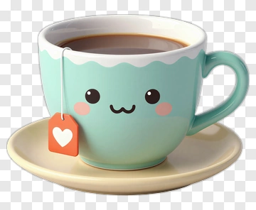 Cartoon Teacup With Coffee And Heart Tag PNG