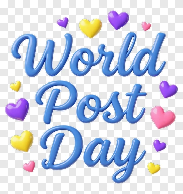 World Post Day With Colorful Hearts PNG