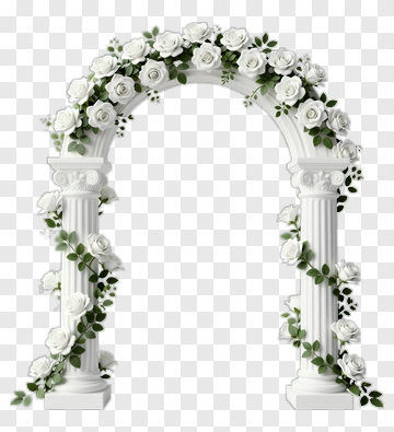 White Floral Wedding Arch PNG
