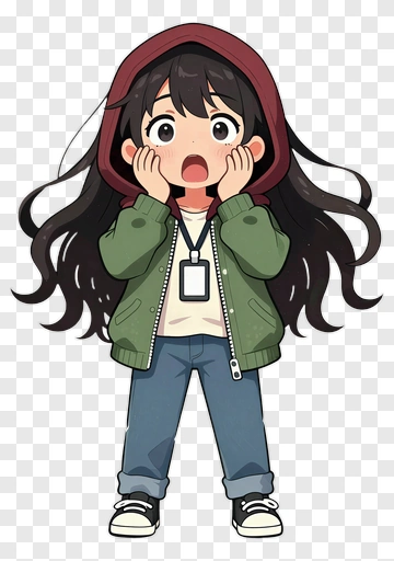 Surprised Girl In A Hoodie PNG
