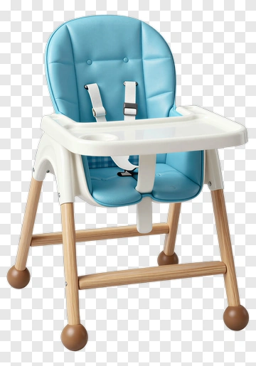 High Chair With Blue Cushion PNG