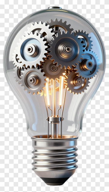 Light Bulb With Gears Inside PNG