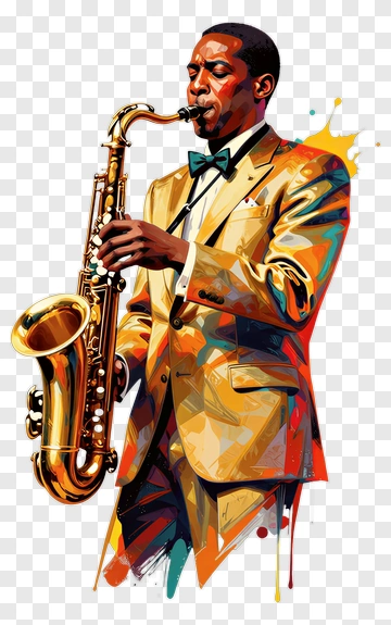 Jazz Musician Playing Saxophone PNG