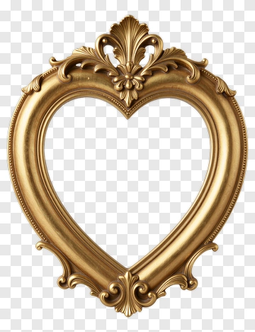 Golden Heart-Shaped Frame PNG