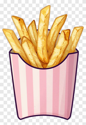Cartoon French Fries In A Pink Container PNG