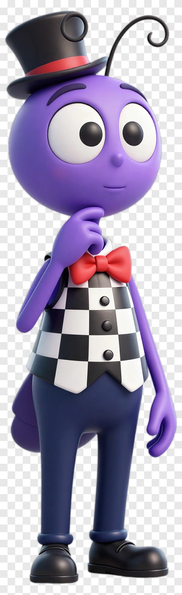 Cartoon Purple Insect In A Bow Tie PNG