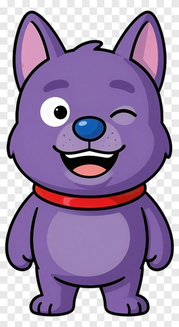 Cartoon Purple Dog Winking PNG