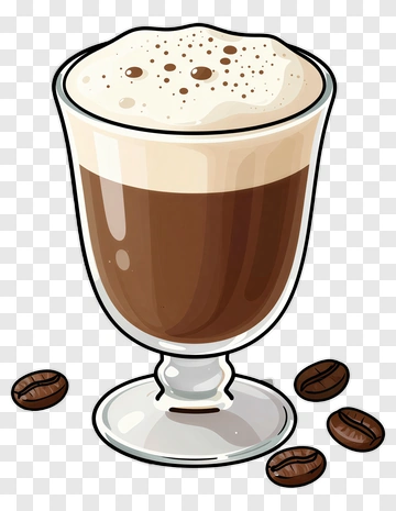 Coffee Drink In A Glass With Coffee Beans PNG