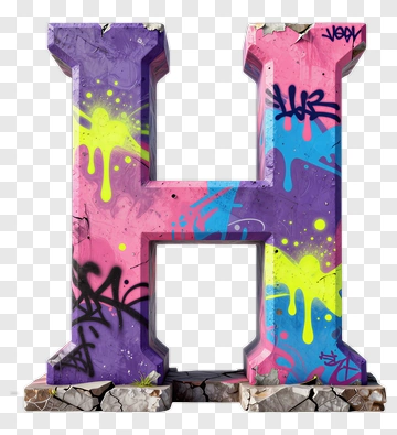 Graffiti Letter H With Colorful Design PNG