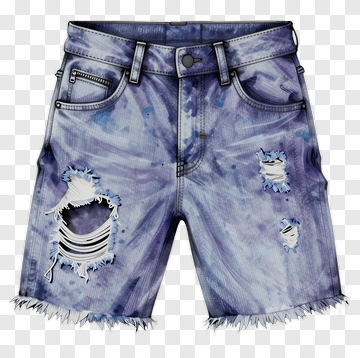 Denim Shorts With Ripped Design PNG