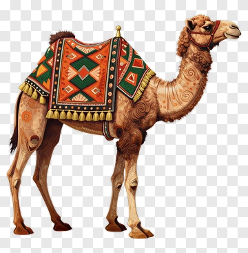 Decorative Camel With Colorful Blanket PNG