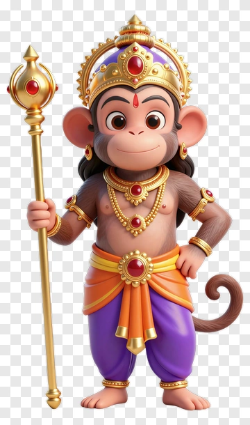 Cartoon Monkey Holding A Staff PNG