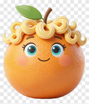 Cartoon Orange Character With Curly Hair PNG