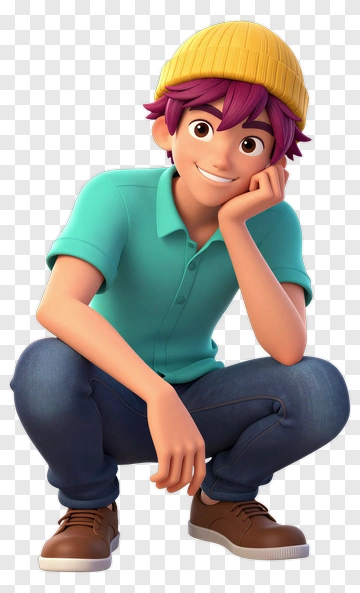 Cartoon Boy Sitting And Smiling PNG