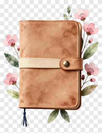 Leather Notebook With Floral Design PNG