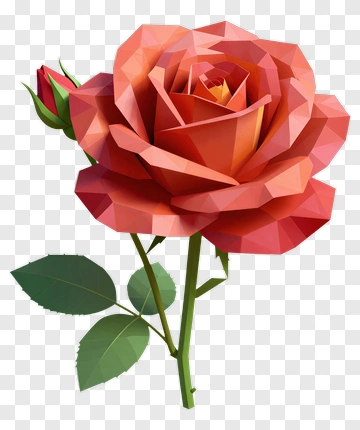 Polygonal Rose With Bud PNG