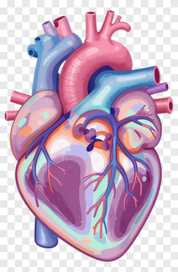 Colorful Heart Anatomy Illustration PNG