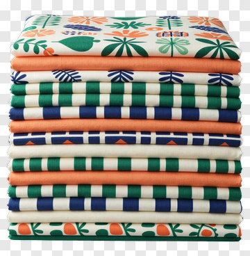 Stack Of Colorful Fabric Patterns PNG