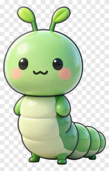 Cute Cartoon Caterpillar Character PNG