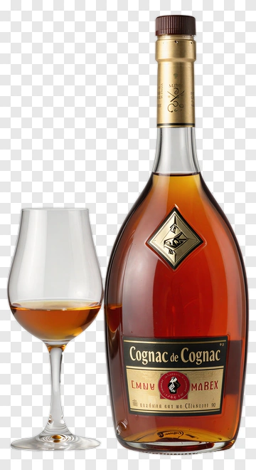 Cognac Bottle And Glass PNG