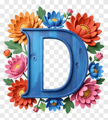 Floral Letter D Design PNG