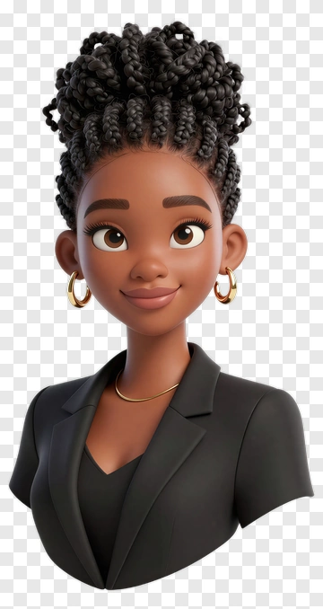 3D Businesswoman With Braided Hair PNG
