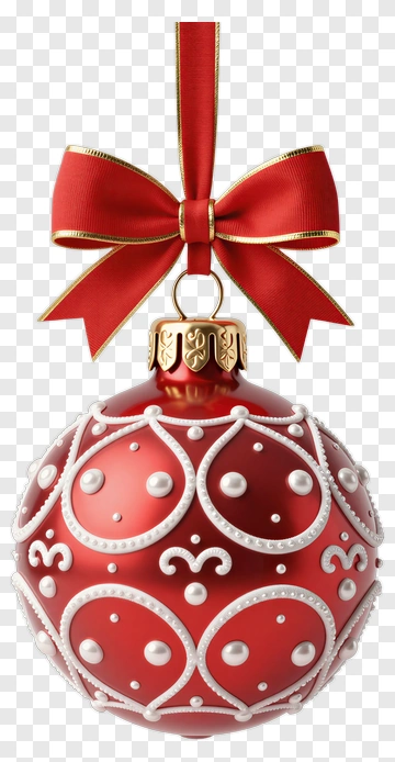 Red Christmas Ornament With Bow PNG