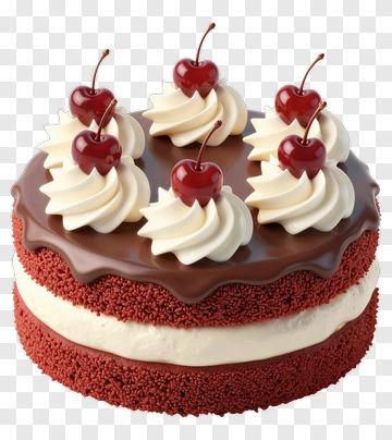 Chocolate Cake With Cherries PNG