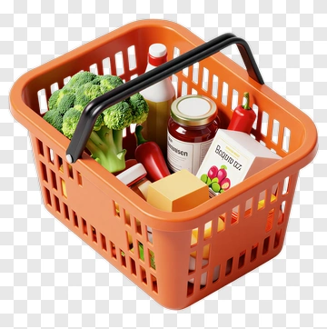 Grocery Basket Filled With Fresh Produce And Essentials PNG