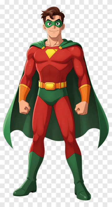 Superhero Character In Red And Green Costume PNG