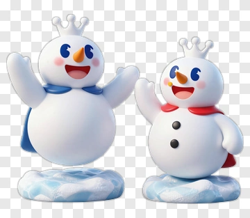 Cartoon Snowman Characters Smiling And Waving PNG