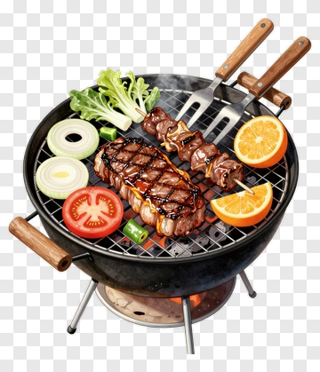 Grilled Steak And Vegetables On A Barbecue Grill PNG