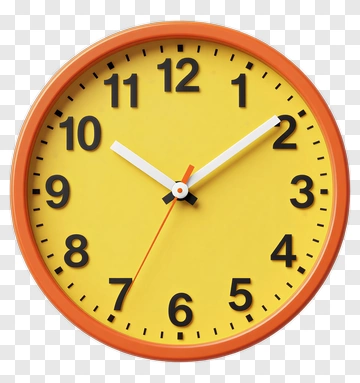 Round Yellow Wall Clock PNG