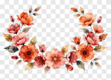 Watercolor Floral Wreath PNG