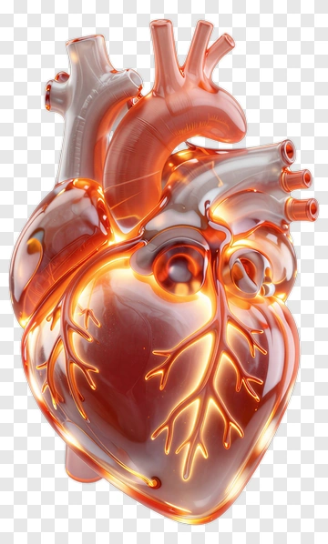 3D Heart Model With Glowing Vessels PNG