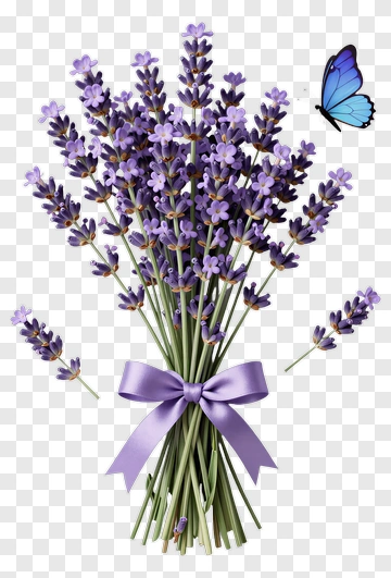Lavender Bouquet With Butterfly PNG