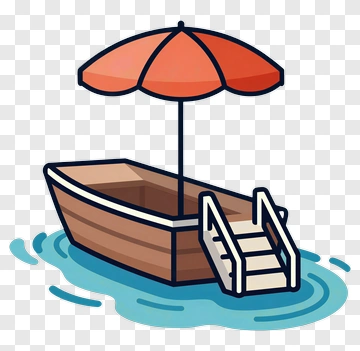 Boat With Umbrella PNG