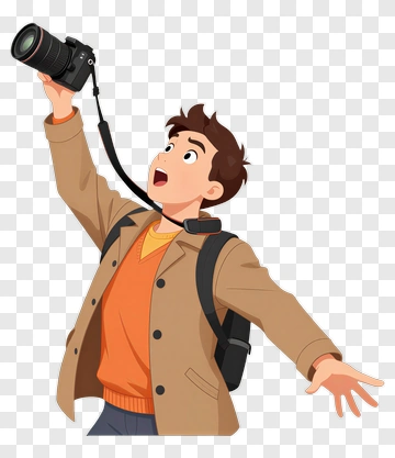 Cartoon Photographer Taking A Photo PNG