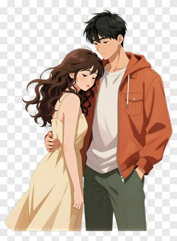 Couple Embracing In A Romantic Scene PNG