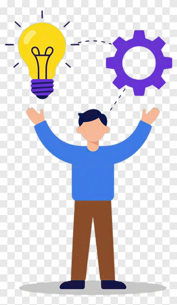 Man Holding A Lightbulb And Gear PNG