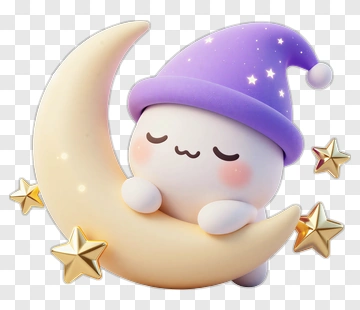 Cute Cartoon Character Sleeping On A Moon PNG